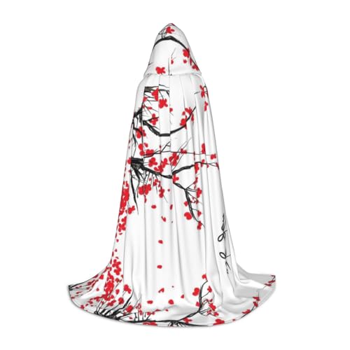 GZHYHAKAN Kapuzenumhang mit japanischem Kirschbaum-Druck, für Teenager, perfekt für Halloween, Rollenspiele und Themenpartys von GZHYHAKAN