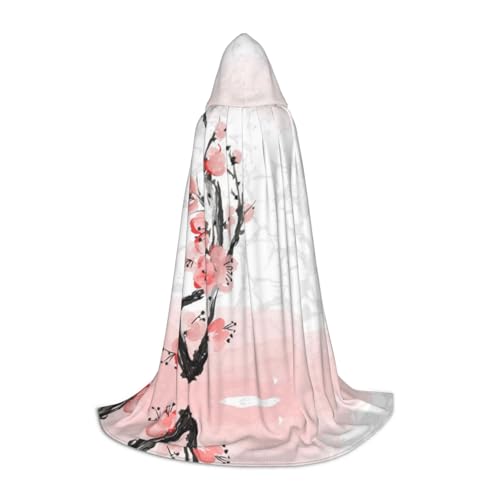 GZHYHAKAN Kapuzenumhang mit rosa Kirsch-Blumendruck, für Teenager, perfekt für Halloween, Rollenspiele und Themenpartys GZHYHAKAN Kapuzenumhang mit rosa Kirsch-Blumendruck, für Teenager, perfekt für Halloween, Rollenspiele und Themenpartys von GZHYHAKAN