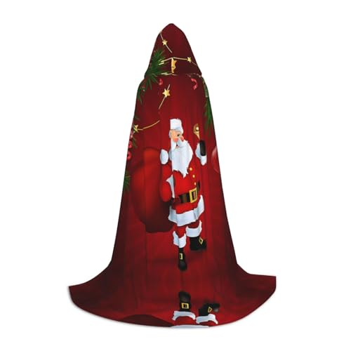 GZHYHAKAN Kapuzenumhang mit süßem Weihnachtsmann-Aufdruck für Teenager, perfekt für Halloween, Rollenspiele und Themenpartys von GZHYHAKAN