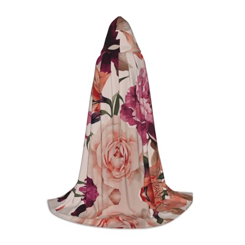 GZHYHAKAN Rosa Blumen- und Rosen-Aufdruck, Kapuzenumhang für Teenager, perfekt für Halloween, Rollenspiele und Themenpartys GZHYHAKAN Rosa Blumen- und Rosen-Aufdruck, Kapuzenumhang für Teenager, perfekt für Halloween, Rollenspiele und Themenpartys von GZHYHAKAN
