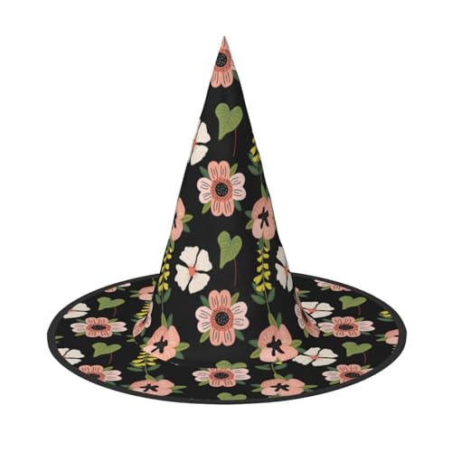 GZHYHAKAN Rosa Jasmin Blume Print Halloween Hut für Partys, Karneval und Rollenspiele - leicht, bequem von GZHYHAKAN