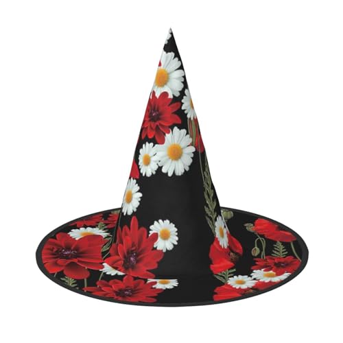 GZHYHAKAN Rote Blume und weiße Gänseblümchen Druck Halloween Hut für Partys, Karneval und Rollenspiele - leicht, bequem GZHYHAKAN Rote Blume und weiße Gänseblümchen Druck Halloween Hut für Partys, Karneval und Rollenspiele - leicht, bequem von GZHYHAKAN