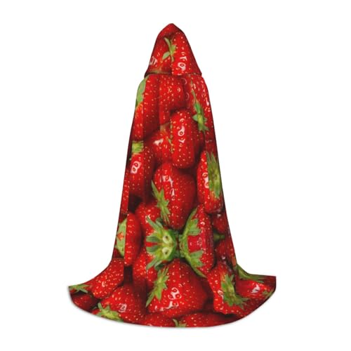 GZHYHAKAN Roter Erdbeer-Frucht-Aufdruck, Kapuzenumhang für Teenager, perfekt für Halloween, Rollenspiele und Themenpartys GZHYHAKAN Roter Erdbeer-Frucht-Aufdruck, Kapuzenumhang für Teenager, perfekt für Halloween, Rollenspiele und Themenpartys von GZHYHAKAN