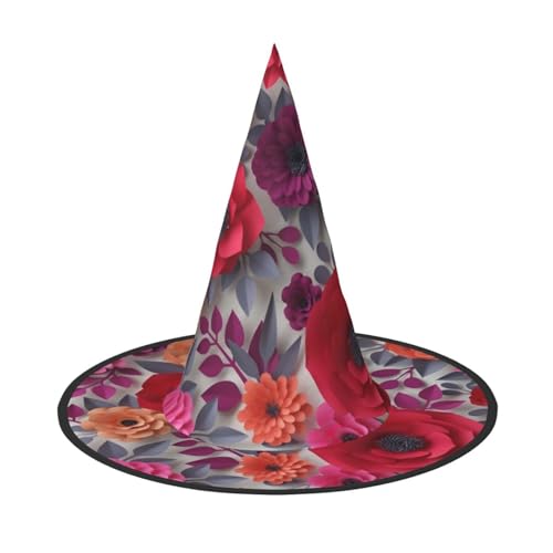 GZHYHAKAN Roter rosa Blumendruck Halloween Hut für Partys, Karneval und Rollenspiele - leicht, bequem von GZHYHAKAN