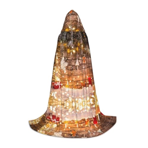 GZHYHAKAN Umhang mit Weihnachtsbäumen und Kerzen mit Kapuze für Jugendliche, perfekt für Halloween, Rollenspiele und Themenpartys von GZHYHAKAN