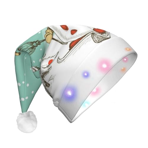 GZHYHAKAN Weihnachtsmütze für Erwachsene, Motiv: Skifahren, Weihnachtsbaum-Druck, für Erwachsene, perfekt für Weihnachten, Halloween und Neujahrspartys von GZHYHAKAN