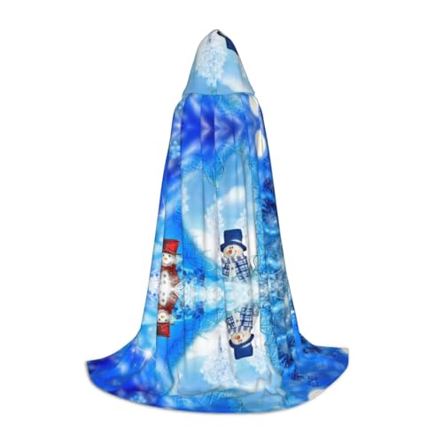 GZHYHAKAN Winter-Schneemann-Druck, Kapuzenumhang für Teenager, perfekt für Halloween, Rollenspiele und Themenpartys von GZHYHAKAN