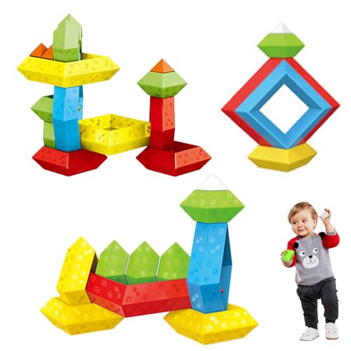 GZWY Montessori Spielzeug Kinder Bausteine ab 2 Jahre, 30 Stück Bauklötze Bauklötze Türme Spielzeug Sets STEM Vorschule pädagogische Montessori Spielzeug für Jungen Mädchen (15 Stück) von GZWY