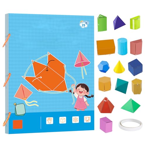 GZWY Pull String 3D Geometry Learning Book, 3D Geometrie Lernbuch mit Zugschnur, Lehren Volumen & Oberfläche Formeln, Geometrie Lernspielzeug Geschenk für Jungen und Mädchen (15 Modelle) von GZWY