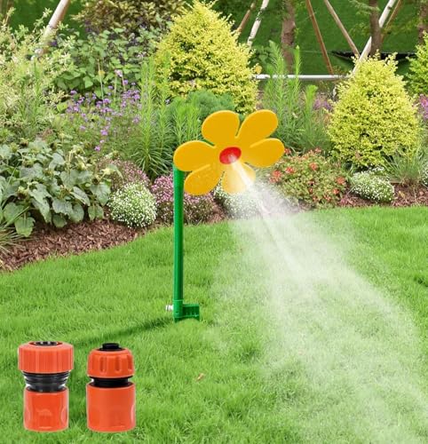 Wassersprinkler Kinder Outdoor, Crazy Daisy Sprinkler, 360° Rasensprinkler Tanzende Blume, Wasserblume für Garten Kinder, Rasensprenger Wasserspielzeug mit Gartenschlauch Anschluss (A) von GZWY