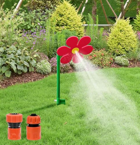 Wassersprinkler Kinder Outdoor, Crazy Daisy Sprinkler, 360° Rasensprinkler Tanzende Blume, Wasserblume für Garten Kinder, Rasensprenger Wasserspielzeug mit Gartenschlauch Anschluss (B) von GZWY
