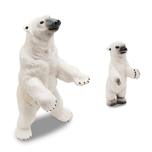 Eisbär Spielzeug, 1 Großer Eisbär Figuren und 1 Bärenbaby, Geschenke für Jungen und Mädchen, Exquisite Verarbeitung, Lernspielzeug, Sicher und Langlebig(2 Teile) von GZXUEHU