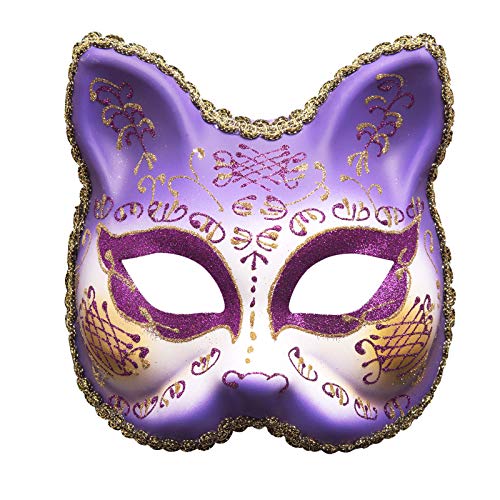 GZYshoyao Halloween Katze Maske Damen, Sexy Venezianische Maske Maskenball Augenmaske, Catwoman Maske für Maskerade Fasching Karneval Party Christmas von GZYshoyao