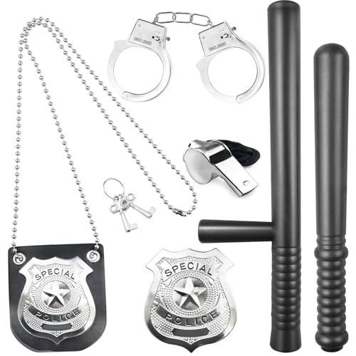 GZcaiyun 6 STK Polizei Zubehör Set, Handschellen und Schlüsseln Polizeiabzeichen Pfeife Plastikstab, Polizei Kostüm Zubehör für Schule Klassenzimmer Verkleiden Pretend Spiele GZcaiyun 6 STK Polizei Zubehör Set, Handschellen und Schlüsseln Polizeiabzeichen Pfeife Plastikstab, Polizei Kostüm Zubehör für Schule Klassenzimmer Verkleiden Pretend Spiele von GZcaiyun