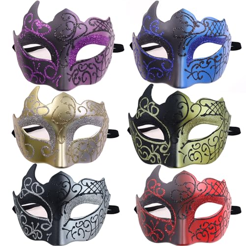 GZqiancang 6 Stk Venezianische Maske, Vintage Mask e Venezianisch mit Elastischem Seil für Halloween/Weihnachten, Karneval, Maskerade, Kostüm Maske Cosplay GZqiancang 6 Stk Venezianische Maske, Vintage Mask e Venezianisch mit Elastischem Seil für Halloween/Weihnachten, Karneval, Maskerade, Kostüm Maske Cosplay von GZqiancang