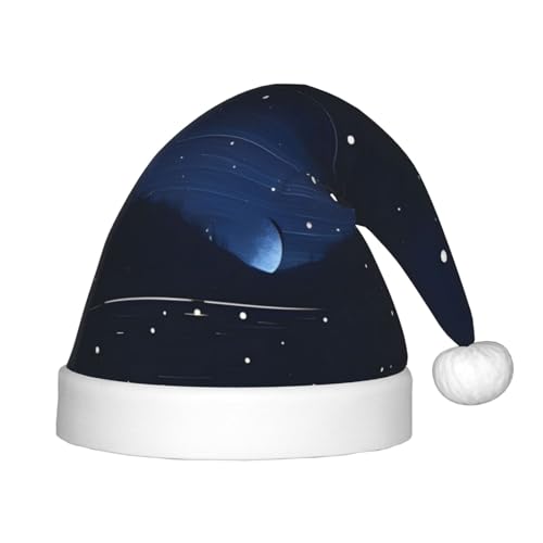 GaJher Dunkelblaue Weihnachtsmütze mit Nachtansicht – Xmas New Year Kopfbedeckung, lustige Kopfbedeckungen für Feiertagsfeiern für Halloween, Festival von GaJher