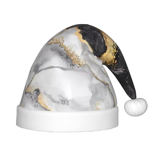 GaJher Schwarz-Weiß-Goldfolie Marmor Weihnachtsmütze - Xmas New Year Kopfbedeckung, lustige Kopfschmuck für Feiertagspartys für Halloween, Festival von GaJher