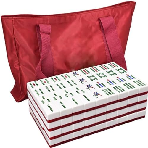 GaRcan Mahjong-Set, traditionelle Spiele, Mahjong-Club-Set, 144 Mahjong-Kacheln mit chinesischen Schriftzeichen, Spielset für Reisen, tragbare Größe und Set von GaRcan