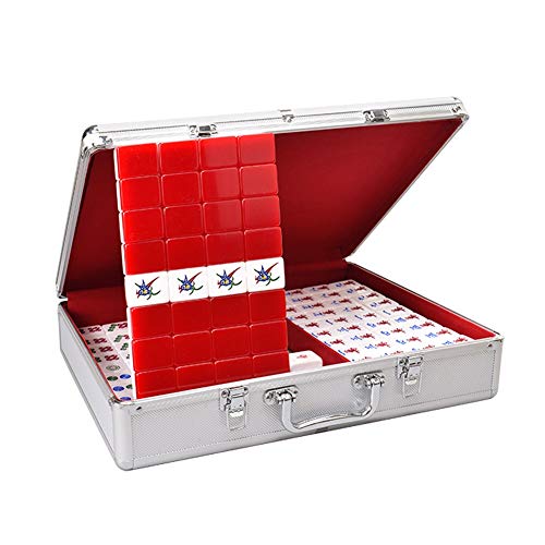 GaRcan Mahjong-Set, traditionelle Spiele, Mahjong-Club-Set, 144 Mahjong-Kacheln mit chinesischen Schriftzeichen, Spielset für Reisen, tragbare Größe und Set von GaRcan