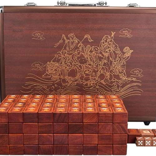 GaRcan Mahjong-Set Professionelles chinesisches Mahjong-Spielset mit 146 mittelgroßen Spielsteinen, 3 Würfeln und einem Windanzeiger – für chinesisches Spielspiel von GaRcan