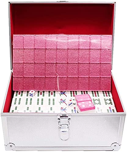 GaRcan Neuestes Tile Games Mahjong-Set, 43,12,3 cm, stabiles Mahjong-Rosa, klare Textur, chinesisches Mahjong, handgeschnitzte Ledertischdecke, Mahjong-Set von GaRcan