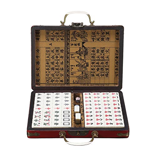 Mahjong-Set, 144 tragbare chinesische Mahjong-Spielsteine, Reise-Mahjong für Familienfeier, Geschenk, Tischspiel-Dekoration von GaRcan