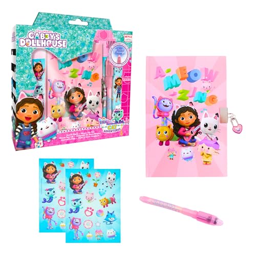 Gabby's Doll House Briefpapier Set, Enthält Geheimes Tagebuch, Stift, Aufkleber und Vorhängeschloss mit Schlüsseln, Geschenk Briefpapier Set für Mädchen von Gabby's Doll House
