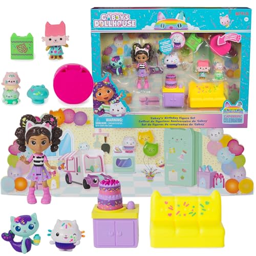 Gabby Puppenhaus, Mädchen Gabby Geburtstag Cakey Figurset, 4 Figuren, Überraschungsspielzeug und Puppenhauszubehör, Kinderspielzeug für Mädchen und Jungen 3+ Gabby Puppenhaus, Mädchen Gabby Geburtstag Cakey Figurset, 4 Figuren, Überraschungsspielzeug und Puppenhauszubehör, Kinderspielzeug für Mädchen und Jungen 3+ von Gabby's Dollhouse