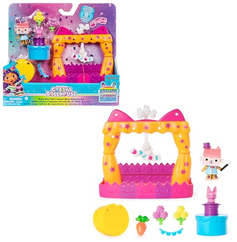 Gabby's Dollhouse, Balkon-Spielset Baby Box Talentwettbewerb, 8-teiliges Set mit Katzenfigur und Zubehörteilen, ab 3 Jahren Gabby's Dollhouse, Balkon-Spielset Baby Box Talentwettbewerb, 8-teiliges Set mit Katzenfigur und Zubehörteilen, ab 3 Jahren von Gabby's Dollhouse