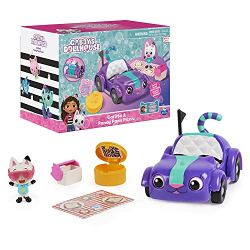Gabby’s Dollhouse, Carlita-Spielzeugauto mit Pandy Paws-Sammelfigur und 2 Zubehörteilen, Kinderspielzeug von Gabby's Dollhouse