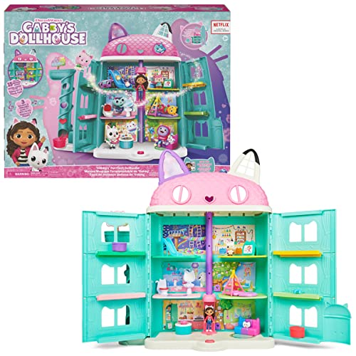 Gabby‘s Dollhouse, über 60cm großes Purrfect Puppenhaus mit Gabby und Panda Pfötchen Figur, 8 Möbelstücken, 3 Zubehörteilen, 2 Überraschungsboxen und Geräuschen, Geschenk für Kinder ab 3 Jahren von Gabby's Dollhouse