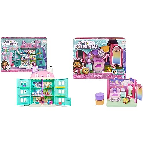 Gabby‘s Dollhouse, über 60cm großes Purrfect Puppenhaus mit 2 Spielzeugfiguren & Gabby‘s Dollhouse Deluxe Raum von Gabby's Dollhouse