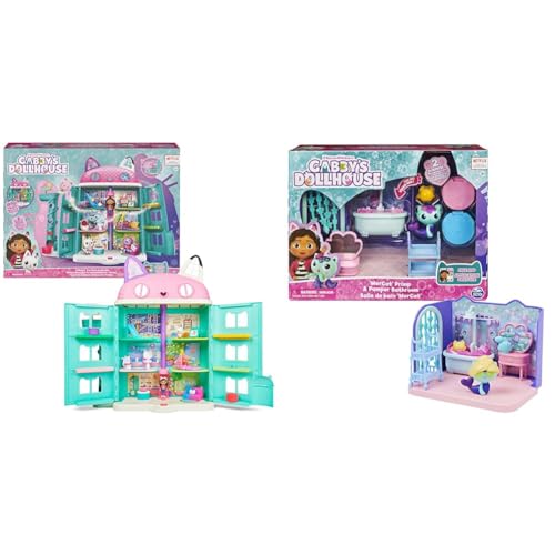 Gabby‘s Dollhouse, über 60cm großes Purrfect Puppenhaus mit 2 Spielzeugfiguren & Gabby‘s Dollhouse Deluxe-Raum von Gabby's Dollhouse
