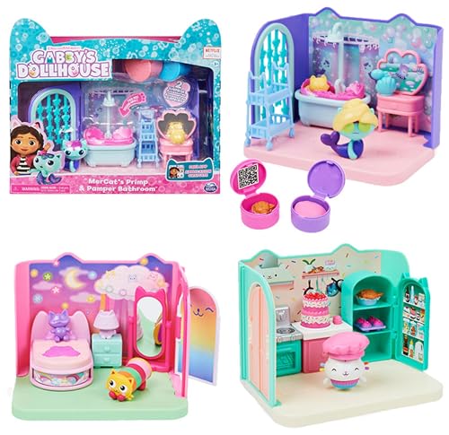 Gabby‘s Dollhouse Deluxe Raum, Zimmer mit Katzen Figur, Möbelstücke und 2 Überraschungsboxen mit thematischen Zubehörteilen, geeignet für Kinder ab 3 Jahren von Gabby's Dollhouse