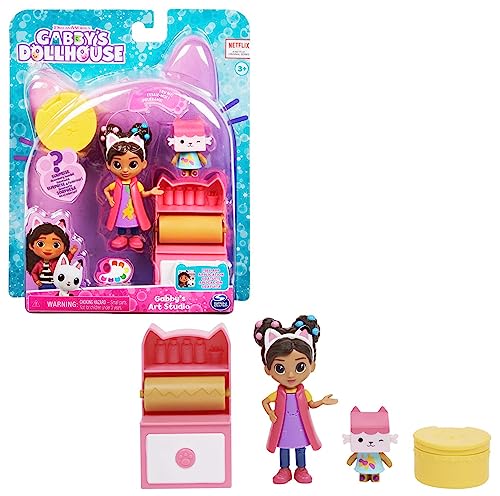 Gabby’s Dollhouse Cat-tivity Set, Art Studio - Bastel und Kunst Set mit Gabby und Baby Box, 2 Zubehörteilen, Überraschungsbox und Möbelstück, geeignet für Kinder ab 3 Jahren von Gabby's Dollhouse