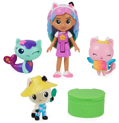 Gabby‘s Dollhouse, Regenbogen Figuren Set, Gabby mit 3 Katzenfiguren und 1 Cat Delivery Überraschungsbox, geeignet für Kinder ab 3 Jahren von Gabby's Dollhouse