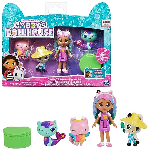 Gabby‘s Dollhouse, Regenbogen Figuren Set, Gabby mit 3 Katzenfiguren und 1 Cat Delivery Überraschungsbox, geeignet für Kinder ab 3 Jahren von Gabby's Dollhouse