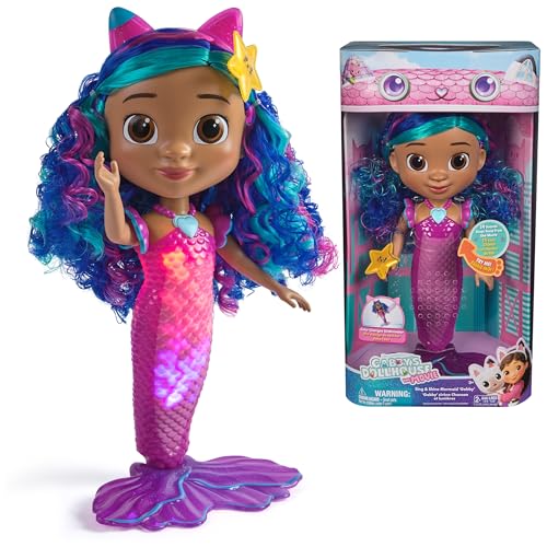 Gabby's Dollhouse: The Movie, Sing & Shine Meerjungfrau Gabby, wasserdichte Meerjungfrau-Puppe mit Lichtern und Geräuschen, Kinderspielzeug für Mädchen und Jungen ab 3 Jahren von Gabby's Dollhouse