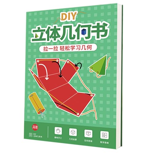 Gacqpli 3D Geometrie Arbeitsbuch,Interaktives Ziehfaden Lernset Mit Pop-Up-Modellen - Interaktives Lehrmaterial Für Schule Zuhause Kindergarten Reisen & Innenräume von Gacqpli
