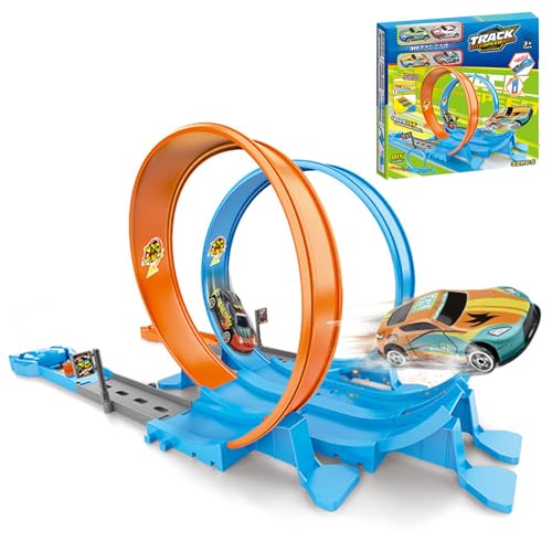 Gacqpli Autorennbahn Set | Baufahrzeug Spielset mit Rennbahn,360° Wandfahrfunktion für Kleinkinder ab 3 Jahre Geburtstag Reisen von Gacqpli