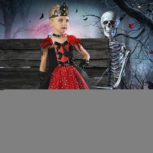 Gacqpli Mädchen-Vampir-Halloween-Kostüm, Mädchen-Vampir-Kostüm, Gothic-Tüllfür Teenager, Mit Krone, Handschuhen, Halskette, Halloween-Rollenspiel-Kostüm für Kinder, 2–12 Jahre Gacqpli Mädchen-Vampir-Halloween-Kostüm, Mädchen-Vampir-Kostüm, Gothic-Tüllfür Teenager, Mit Krone, Handschuhen, Halskette, Halloween-Rollenspiel-Kostüm für Kinder, 2–12 Jahre von Gacqpli