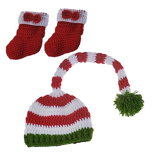 Gadpiparty 1 Satz Weihnachtsfotografie-Kit rote anzüge Babykostüm Weihnachtsmützen Baby-Weihnachtsoutfit Foto-Requisiten Weihnachtskostüme langen Schwanz Kleid kurze Stiefel Strickmütze Kind von Gadpiparty