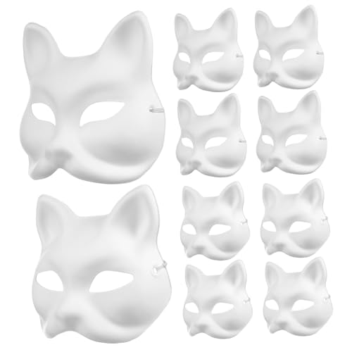 Gadpiparty 10 Stück Teiliges DIY Tiermasken zum Bemalen Leere Pappmasken mit Katzen und Fuchsdesign Unbemalte Faschings und Karnevalsmaske für Erwachsene für Maskenball und Halloween Gadpiparty 10 Stück Teiliges DIY Tiermasken zum Bemalen Leere Pappmasken mit Katzen und Fuchsdesign Unbemalte Faschings und Karnevalsmaske für Erwachsene für Maskenball und Halloween von Gadpiparty