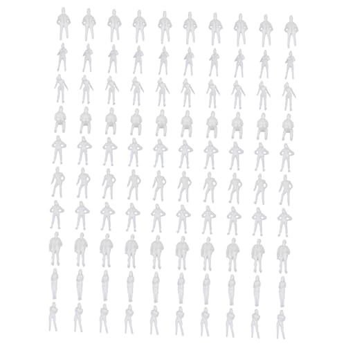Gadpiparty 100 Stück Figurenmodell Mini -Figur Menschen Zahlen Haus Mini-personenfigur Mini-Figuren-Modelle Mini-modellfiguren Mikrofiguren Miniatur Winzige Figuren Weiß Plastik von Gadpiparty