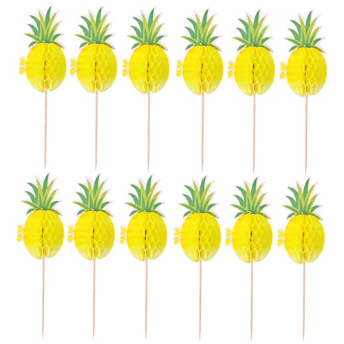 Gadpiparty 10st Tortendeko Einschulung Topper Aus Ananaspapier Hawaii-ananas-topper 3d Kuchen Hölzern Requisiten von Gadpiparty