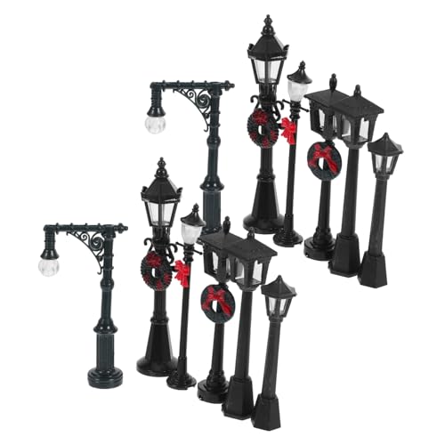 Gadpiparty 12 Stück Modell Straßenlaterne Mini Straßenlaterne Modell Straßenbeleuchtung Modelleisenbahn Lampen klein Dorf Puppenhaus-Miniaturen Mini-Spielzeughausleuchten Plastik von Gadpiparty