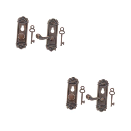 Gadpiparty 2 Sätze Tor Lock Accessoires Modell Miniatur-Türschloss-Dekoration Mini-Puppenhauszubehör Mini-Haustürschloss- Dollhouse Lock Legierung Coffee von Gadpiparty