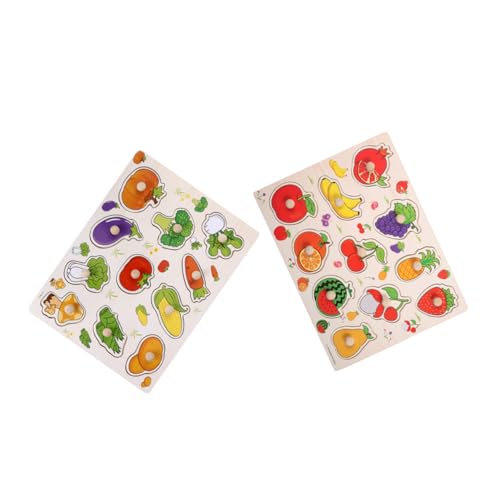 Gadpiparty 2 Stück Hölzerfrucht- Und Gemüse -puzzlespielzeug Spielzeuggemüse Puzzle-Brett Steckbrett Für Lernspielzeug Aus Holz Montessori-rätsel Gemüse-Puzzle- Holz von Gadpiparty