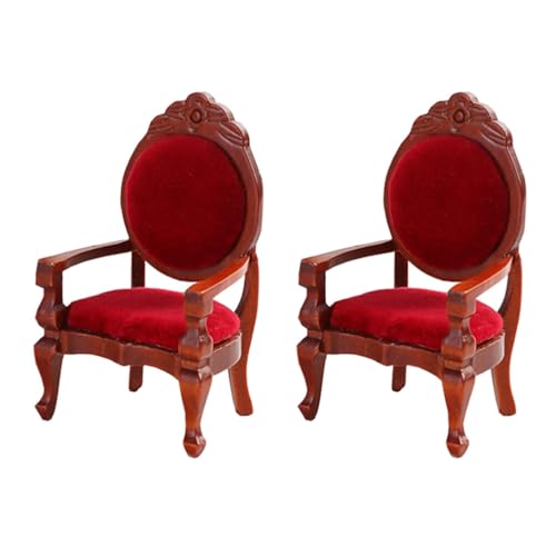 Gadpiparty 2St Mini-Stuhl Stuhl aus Mikroharz Puppenhaus-Möbelset aus Holz Spielset aus Holz Spielzeug rote Mini-Hausmöbel Mini-Sessel aus Holz Massivholz Sofa Zubehör Modell Individuell von Gadpiparty