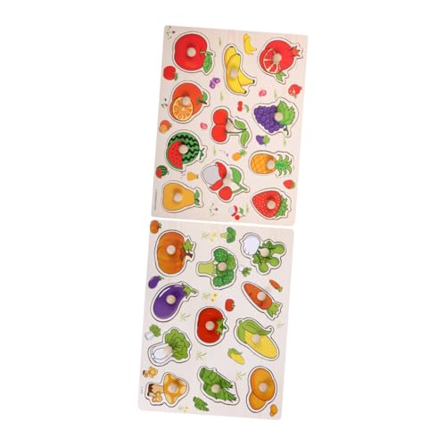 Gadpiparty 2 Stück Teiliges Montessori Holzpuzzle mit Gemüse und Obstmotiven Stabiles Lernspielzeug für Kleinkinder Erkennung Feinmotorik und Sozialem im Kindergarten von Gadpiparty